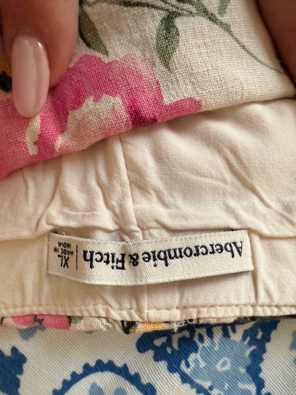 Abercrombie & Fitch Floral Linen-Blend Skort in Cream, Pink & Blue